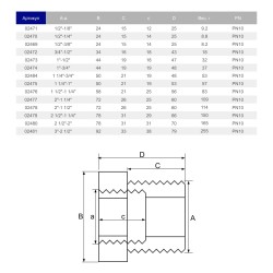 Переходник ПВХ Hidroten 1002473, резьбовое соединение НР-ВР, 1"-1/2"